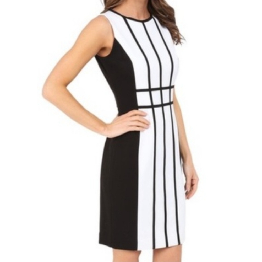 Calvin Klein Colorblock Striped Sleeveless Sheath Dress - Size 4
